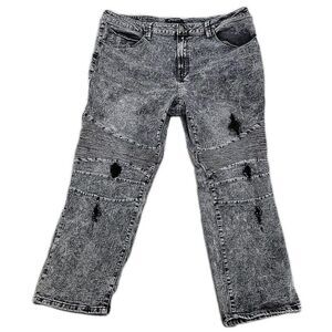 Smoke & Ash Mens Moto Jeans Measures Size 42x28 Gray Reinforced Straight Stretch